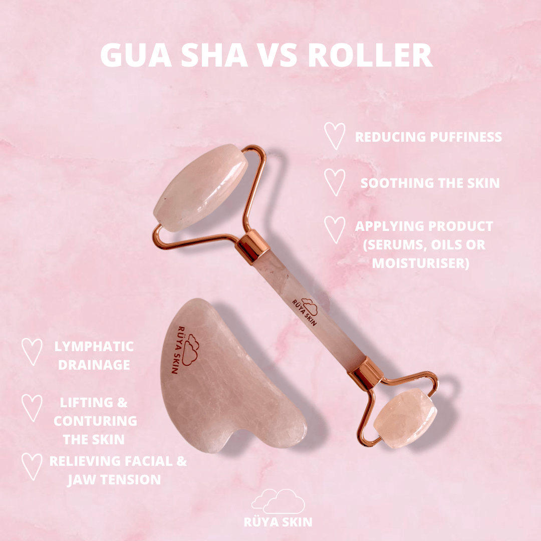 Rose Quartz Gua Sha + Facial Roller Duo Set